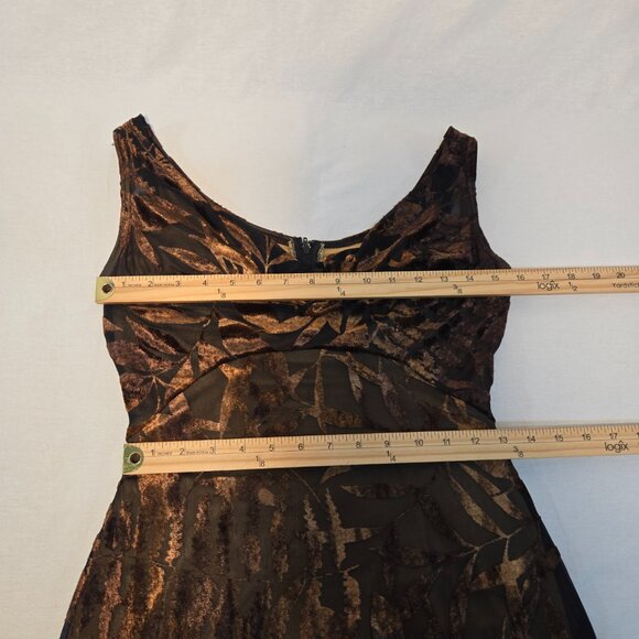 TADASHI Vintage Y2K Black Brown Crushed Velvet Floral Babydoll Maxi Dress Size S - Picture 14 of 15